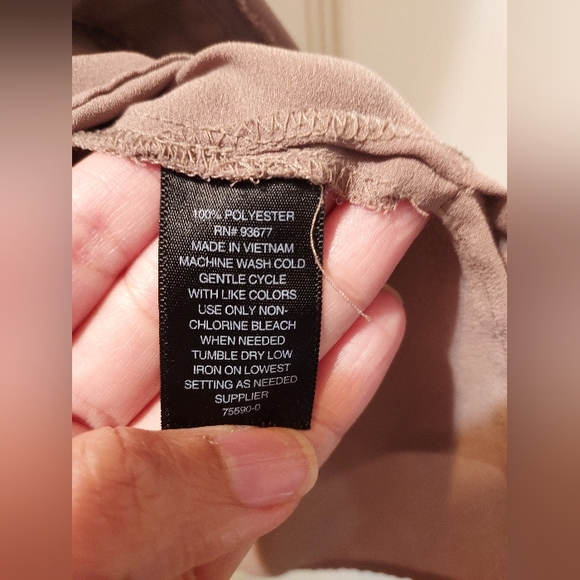 Tan Short Sleeve V Neck Blouse - Picture 4 of 4